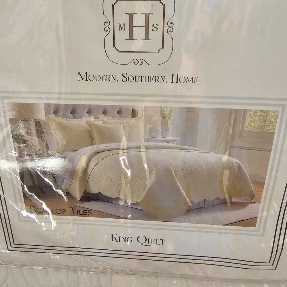 Modern Southern Home KING White Quilt Shabby Chic Country Home Style